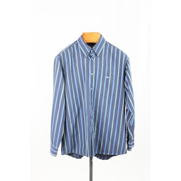 Lot of 2 LACOSTE Navy Blue Red Striped Cotton Casual Button Down Shirts, Size 43 - Picture 2 of 16